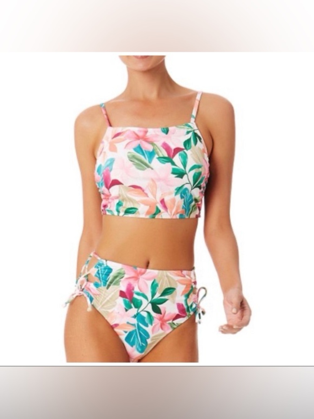 Hurley Swim  Womens Tropical Swimsuit Moderate Coverage  Bikini Set  Size M